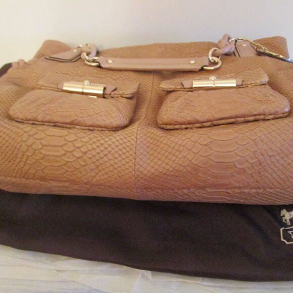 Coach Kristin Tan Python-Embossed Pocket Tote - Picture 4 of 15